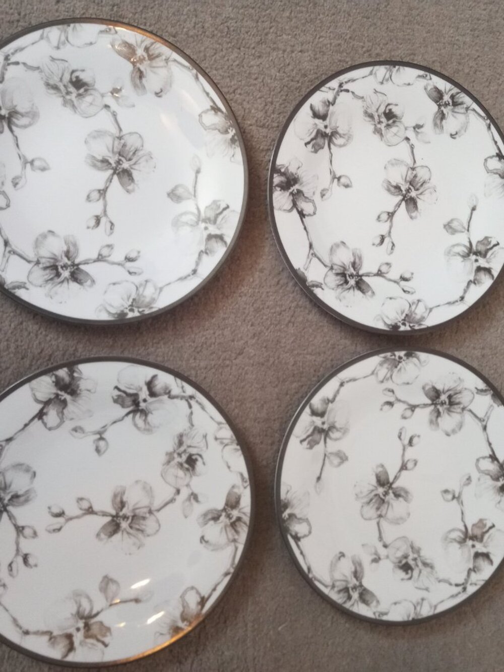 Michael Aram Black Orchid porcelain salad plates set of 4 made in Portugal - Picture 4 of 6